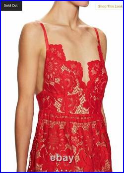 NWT $262 For Love & Lemons Gianna Midi Dress (L) SOLD OUT! Red Hot Lace