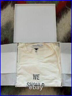 NWT CHRISTIAN DIOR Ivory We Should All Be Feminists T-shirt Size L