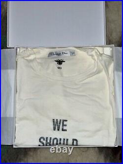 NWT CHRISTIAN DIOR Ivory We Should All Be Feminists T-shirt Size L