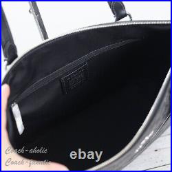 NWT Coach 79609 Gallery Zip Tote in Signature Canvas & Leather Graphite/Black
