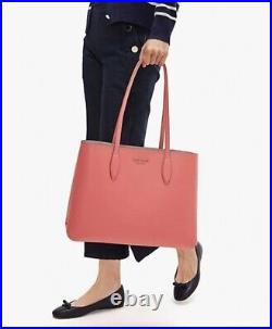 NWT Kate Spade All Day Leather Large Shopper Tote Bag & Wristlet Peach Melba