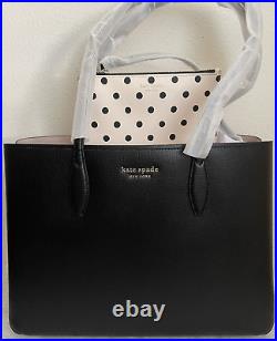 NWT Kate Spade New York All Day Large Leather Tote Bag &Polka Dot Pouch PXR00297