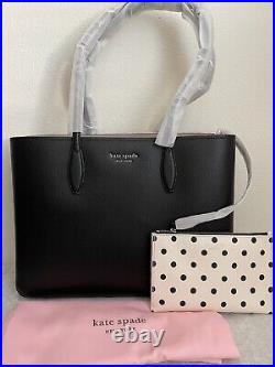 NWT Kate Spade New York All Day Large Leather Tote Bag &Polka Dot Pouch PXR00297