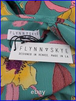New Flynn Skye All Wrapped Up Maxi Dress Womens L Twilight Walk Floral Green