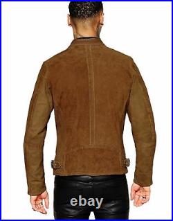 New Genuine Suede Men's Jacket 100% Soft Sheepskin Slim Fit Stylish Jacket
