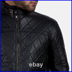 New HOT Men's Lambskin Real Leather Quilted Jacket Slim Fit Biker Jacket 280
