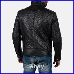 New HOT Men's Lambskin Real Leather Quilted Jacket Slim Fit Biker Jacket 280