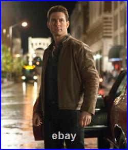 New Hot Jack Reacher Brown Cow Hide Movie Style Leather Jacket For Party