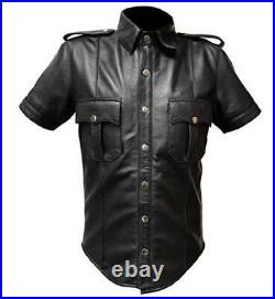 New Hot Men's Leather Shirt 100% Real Lambskin Slim Fit Stylish shirt ZL 56