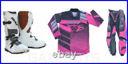 New Kids Wulfsport Pink Motocross Boot Shirt & Pants Bundle (All Sizes) Youth Mx