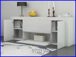 New Large Sideboard Cabinet Chest of Drawers White High Gloss & Natural Tones