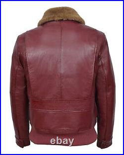New Men's A2 Cherry Bomber Ginger Collar Real Leather Jacket For Bikers