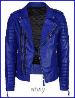New Men's Biker Stylish Lambskin Cafe Racer Real Leather Slim Fit Jacket UK018
