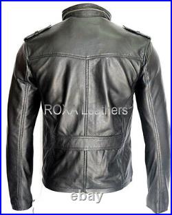 New Men's Genuine Lambskin 100% Leather Jacket Biker Casual Wear Black Coat