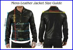 New Men's Genuine Lambskin Leather Jacket Slim Fit Biker Motorcycle Vintage Coat