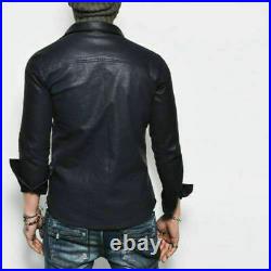 New Men's Genuine Lambskin Leather Shirt Stylish Soft Slim Fit shirt ZL 78