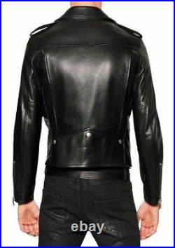 New Men`s Leather Jacket Biker Motorcycle Genuine lambskin ZL-MJ-0056
