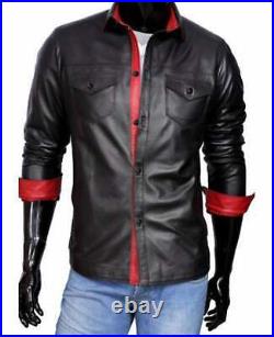 New Men's Leather Shirt 100% Real Lambskin Soft Stylish shirt ZL 45