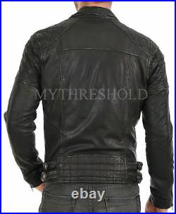 New Men's Motorcycle Brando Style Biker Real Leather Jacket