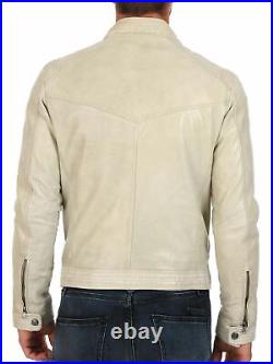 New Men's Real Genuine Lambskin Leather jacket Slim fit Biker jacket 022