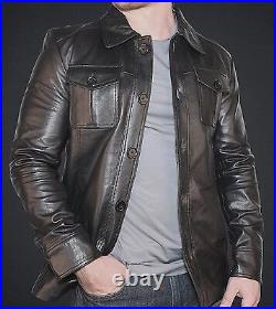 New Men's Slim Fit Biker Leather Jacket Coat Vintage Classic SMALL to 4XL NMJ