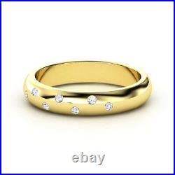 New Starry Night Diamond Set 9ct Heavy Gold D Shape Band Wedding Ring all sizes