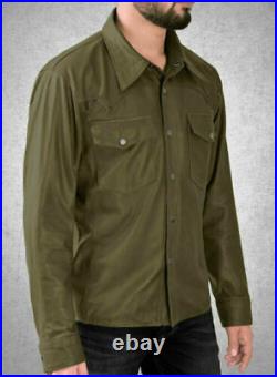 New Stylish Men's Leather Shirt 100% Genuine Soft Lambskin Slim Fit shirt ZL 47