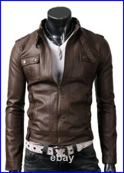 New Stylish Sexy Men's Leather Jacket Real Soft Lambskin Slim Fit Jacket