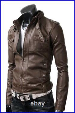 New Stylish Sexy Men's Leather Jacket Real Soft Lambskin Slim Fit Jacket