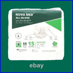 Novamed All In Ones Incontinence Pad Adult Nappies 15 per pack- Size M/ L/ XL