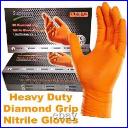 Orange Nitrile Disposable Gloves Strong Heavy Duty Powder Free Car Mechanic