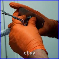 Orange Nitrile Disposable Gloves Strong Heavy Duty Powder Free Car Mechanic