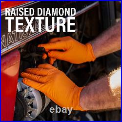 Orange Nitrile Disposable Gloves Strong Heavy Duty Powder Free Car Mechanic