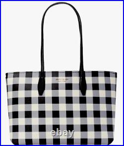 Original Packaging Kate Spade Black Gingham Check WithPouch ALL DAY LRG Tote $248