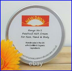 PATCHOULI RICH CREAM-New Dawn Organic Dry Skin Moisturiser for Face Body & Hands