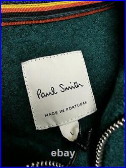 PAUL SMITH Mens UK L Gents Shawl Collar Top LS Jumper (BNWT) Artist Stripe Green