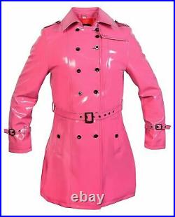 PVC Pink Vinyl Women's Trench Coat All sizes