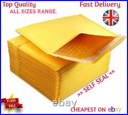 Padded Bubble Lined Envelopes Mail Bags Gold All Sizes / Quantites Mailers