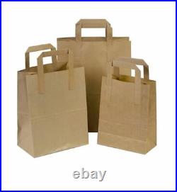 Paper Bags Brown Kraft SOS Carrier Bags Flat Handle All Sizes