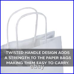 Paper Bags White Kraft Carrier Bags with Handles for Gifts Shopping All Sizes