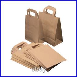 Paper Bags with Flat Handle Kraft SOS Food Shopping Carrier Bag All Sizes