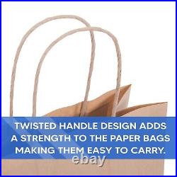 Paper Bags with Handles Brown Kraft Carrier Gift Bag for Party Shopping Cloths
