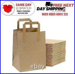 Paper Bags with Handles Brown Kraft Flat Handle Carrier Bag for Cloth All Size