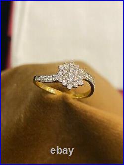 Pave 0.50 TCW Round Brilliant Cut Natural Diamonds Engagement Ring In 18K Gold
