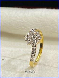 Pave 0.50 TCW Round Brilliant Cut Natural Diamonds Engagement Ring In 18K Gold