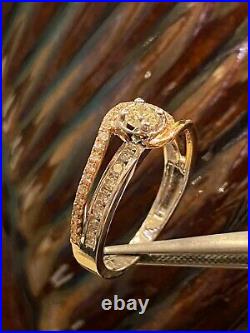 Pave 0.78 TCW Round Brilliant Cut Diamonds Solitaire Ring In 585 Solid 14K Gold