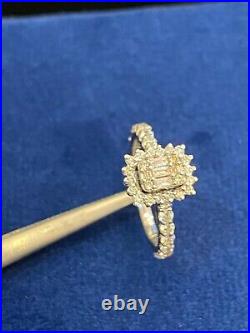 Pave 0.93 TCW Round Baguette Cut Diamonds Engagement Ring In 585 Solid 14K Gold
