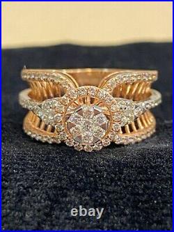 Pave 1.30 Cts Round Brilliant Cut Natural Diamonds Cocktail Ring In 585 14K Gold