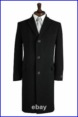 Peaky Blinders Overcoat Mens Black Coat Cromby Style Wool All Sizes In Stock