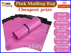 Pink Color All Sizes Plastic Postal Bags, Poly Postage Self-Seal Mailing Bags